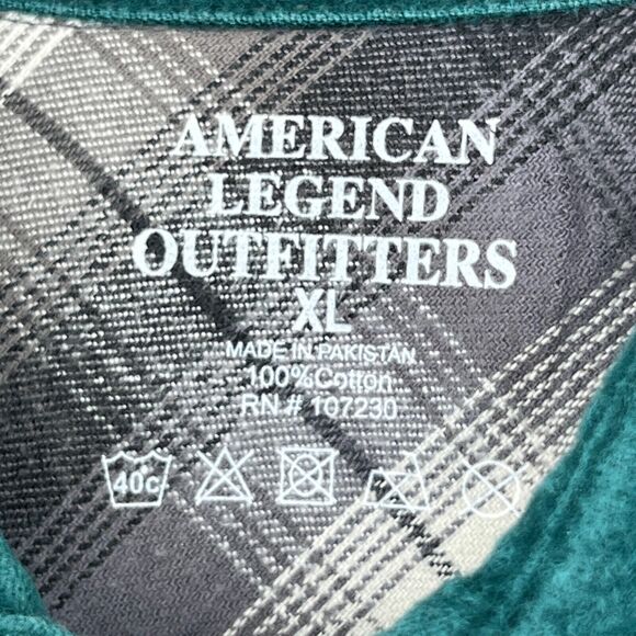 AMERICAN LEGEND OUTFITTERS Shirt Mens XL Chamois Flannel Work Cotton Green - Picture 11 of 14